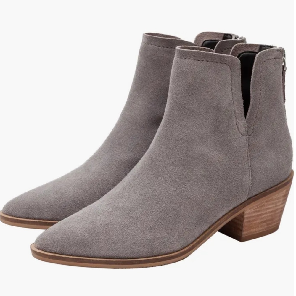 Lisa Vicky Noblex Pointed Toe Bootie Stone Grey Split Suede